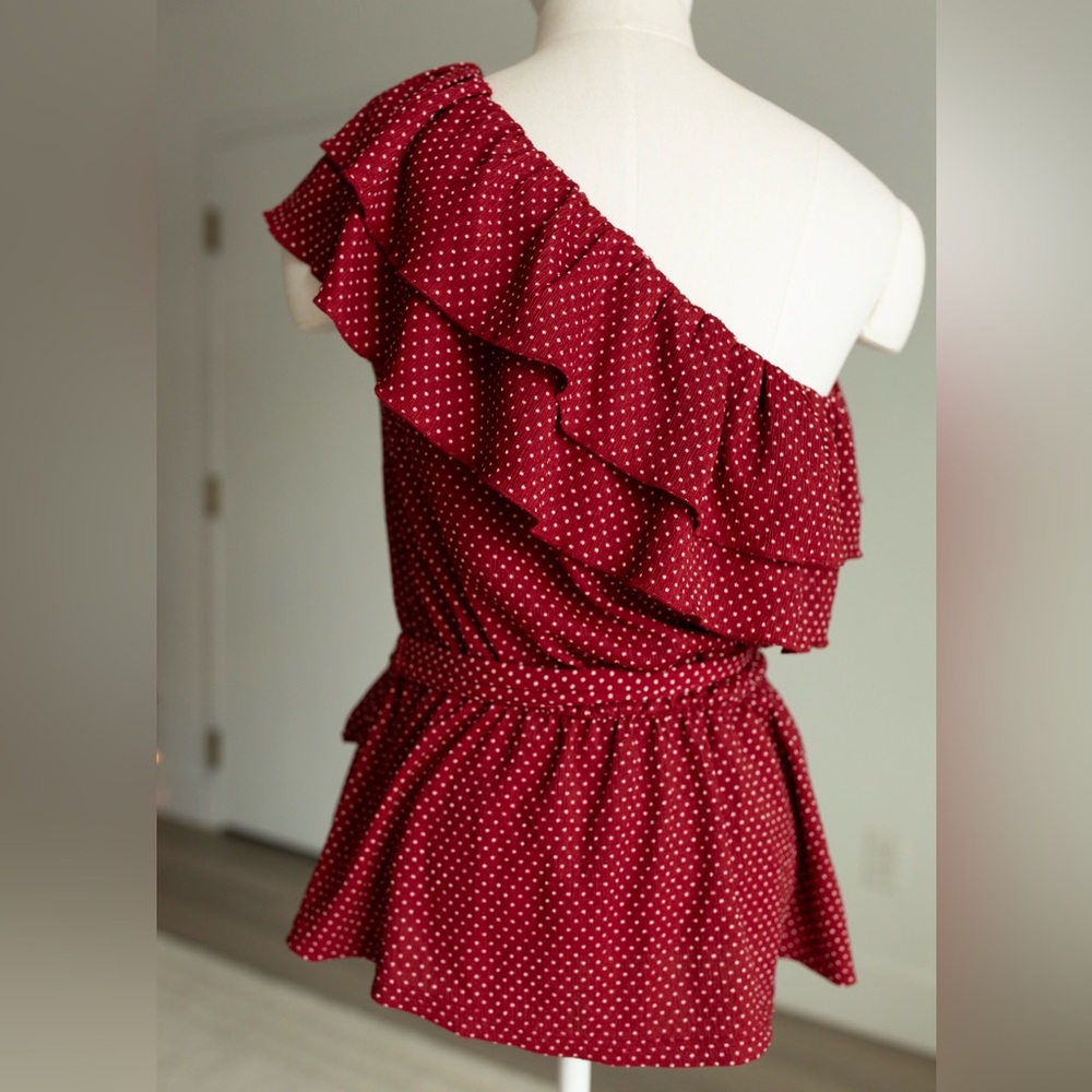 Maeve for Anthropologie Polka Dot Ruffle Top NWT - Picture 6 of 13